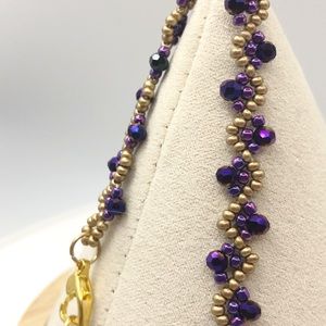 Purple Crystal Gold Bracelet Fashion Minimalist NEW